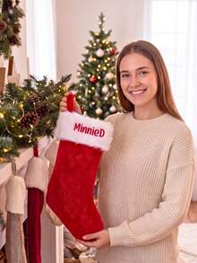 1/3/5 Pcs, Personalized Custom Embroidered Name Christmas Stocking, For Fireplace Hanging Home Decor, Family Gathering Xmas Party Gift, Christmas. - Multicolor - View 7