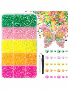 6500pcs Pink Resin Rhinestones 15-Grid For Crafts, Flat Back Resin Rhinestones For Dazzling Gemstone Flat Back Jewelry Suitable For DIY Mugs, Glass Cups, Bottles, Clothing, Shoes, Art - 5 Colors 15 Grids - View 14