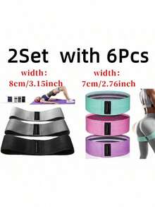 3pcs Resistance Band Set, Elastic Hip Band, Wide Hip Training Band, Suitable For Squats, Hip Activation, Fitness Workout, Suitable For Gym And Outdoor Sports - Multicolor - View 6