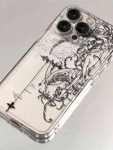 1pc Angel Cross Space Shell Phone Case Compatible With Apple 17, 16 Pro Max, 15/14 Plus, Transparent - Clear - View 3
