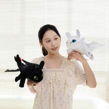 Universal Toothless & Light Fury Plush Toy, Night Fury Dragon Stuffed Animal, Soft Collectible Character Doll, 20/26/35cm, Cute Gift & Room Decor - Multicolor - View 9