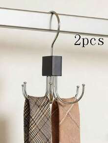 1/2pcs 6-In-1 Rotating Hooks: Wardrobe Belt Storage Hanger - Door Hanger - Multifunctional Wardrobe Belt Hook Tie Scarf Bag Hanger - 6-prong Hook - View 9