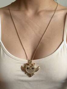 1pc Designer Versatile Cute Cartoon Owl Pendant Necklace - Multicolor - View 1