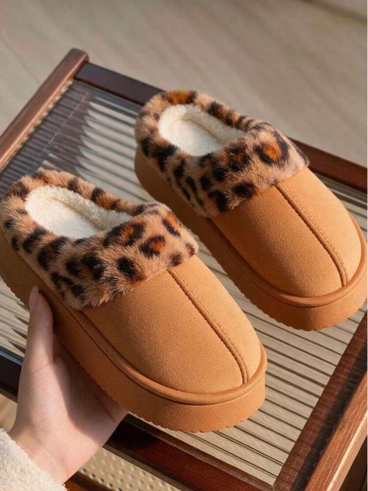 Women's Plush Slippers Winter Warm Thermal Lined Thick Sole Indoor Casual Comfortable Fuzzy Slippers - Brown - View 5