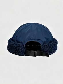Unisex Winter Sailor Hat, Lamb Fleece Lined Rimless Knit Cap With Adjustable Strap, Warm Windproof Casual Skull Cap For Daily Outdoor Wear - Plush Landlord Hat - View 3