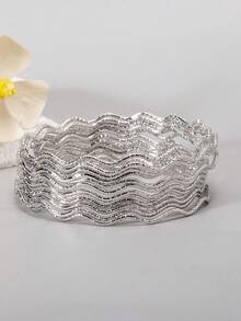 12pcs Luxury High-End Niche Design Best-Seller Versatile Old Star Wave Layered Thin Bracelets - Multicolor - View 2