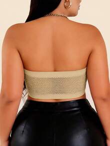 EssElegance Plus Size Strapless Push-Up Bra, Wire-Free Non-Slip Front Closure Seamless Bandeau Bra, Comfortable Everyday Style - Khaki - View 4