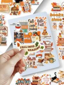 50pcs Bookish Aesthetic Stickers-Fall Nature Vibes-Perfect For Skateboards, Journals, Phone Cases, Water Bottles, And Party Gifts - Multicolor - View 7