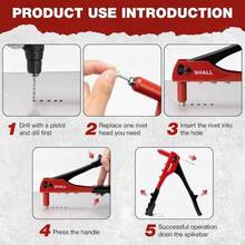 1pc Heavy Duty Manual Rivet Gun Set, Small Portable Home Use Rivet Gun, Rivet Gun Tool For Toilet Door Lock, Aluminum Alloy Rivet Gun, Durable, Suitable For Metal, Plastic And Leather - A - View 5