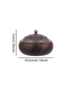 1pc Solid Walnut Wood Incense Burner With Vintage Hollow Carved Metal Lid, Incense Holder For Coil And Stick Incense, Zen Decor For Tea Room, Bedroom, Meditation, Ramadan, Eid, Christmas, Housewarming Gift - Wooden Bowl Incense Burner - View 9