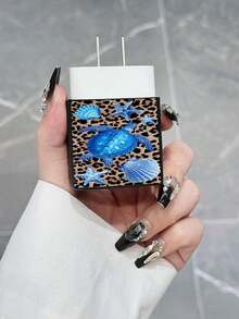 Leopard Print & Ocean Element Pattern Phone Charger Set 20W/18W, Charger Head Protective Case, Compatible With Apple 13/16/15/14 Charger Protection Set - Multicolor - View 4