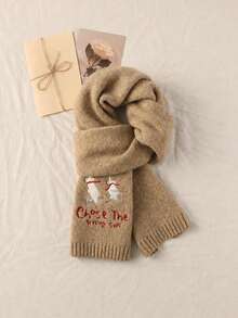 Women's Soft Knitted Scarf, Embroidered Pattern Warm Winter Neck Warmer, Comfortable Style, Suitable For Snow Sports And Daily Wear - Scarf - View 9