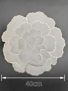 1/4/6/8/12pcs Gold Creative Flower PVC Placemats, Washable, Easy To Clean, Wipeable, Non-Slip, Holiday Wedding Festival Table Mat, Valentine's Day Room Decor Home Supplies - Gold - View 3