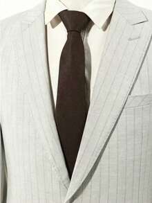 1PC Men's Solid Color Brown Horizontal Stripe Lightweight Tie Suitable For Business Banquet Daily Matching - Brown - View 2
