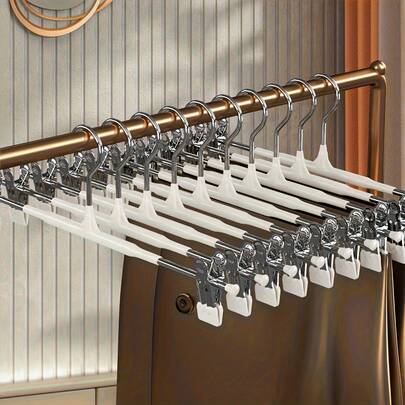 10/20/60pcs Space-Saving Metal Pants Hangers With Clips - Suitable For Jeans, Skirts, Scarves - For College Dorms And Home Use, Modern Hanger Design, Durable Construction