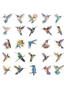 50PCS,Hummingbird Transparent Stickers,Scrapbook Supplies,Creative And Aesthetic Design Sticker,Suitable For Notebook,Journaling Supplies,Mobile Phone - 50pcs - View 3