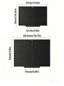 Silicone Dish Drying Mat With Grooved Drainage Design, 2 Sizes Available Countertop Drain Pad With Hanging Hole, Kitchen Utensil Glassware Drying Tray For Sink Counter - Multicolor - View 4