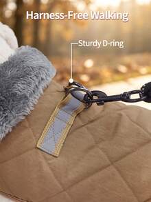 1 Thick Small Dog Coat | Equipped With Storage Bag And Traction Ring, Easy To Wear In Winter, High Visibility Pet Vest - Brown - View 3