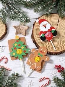 24 Christmas Lollipop Card Clips, Suitable For Christmas Party, Christmas Tree Decoration, Theme Party, Thanksgiving, New Year, Christmas Party Favors, Holiday Party And Holiday Scene Decor - One Size Fits All - View 2