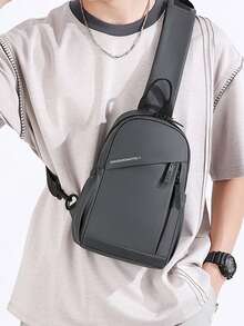 Men Waterproof Sling Chest Bag Lightweight Multi‑Pocket Crossbody Shoulder Bag Casual Travel Daypack For Daily Use - Grey - View 3