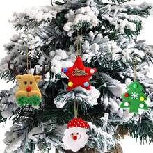 5/10pcs Cute Christmas Tree Hanging Ornaments, Santa Claus Snowman Reindeer Snowflake Decorations, Holiday Atmosphere Decor, With Hanging Rope, Baby Room Decoration - Multicolor - View 3