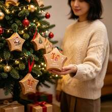 5-Point Star Paper Box Christmas Decoration Chocolate Candy Hanging Christmas Tree Box Kraft Paper, Christmas Creative 5-Point Star Candy Box Gift Packaging Box Star Candy Box Gift Paper Box Decoration, Vintage Gift Box, Christmas - Multicolor - View 3