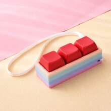 1PC Rainbow Pattern Button Keychain, Cute Bag Hanging Ornament Key Ring Charm, Mini Pendant Decor, Small Holiday Gift For Friends - Multicolor - View 13