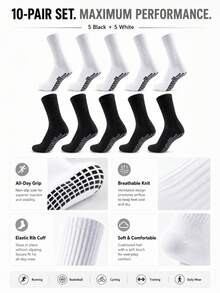 6 Pairs/10 Pairs Men's Non-Slip Rubber Sole Football Socks, Sports Socks - Multicolor - View 2