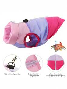 1pc Small & Medium Dog/Cat Pet Vest, 3-Color Pet Jacket With Outdoor Leash Attachment - Multicolor - View 6