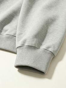 Men's Casual Sweatshirt, Slight Stretch, Men's Solid Color Plus Size Crew Neck Sweatshirt, Gift For Husband - Light Grey - View 9