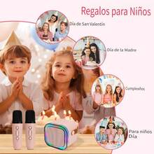 Mini Máquina de Karaoke para Niños y Adultos, Bocina Bluetooth Portátil con 2 Micrófonos Inalámbricos, Juguete y Regalo de Cumpleaños para Niñas de 4, 5, 6, 7, 8, 9, 10, 11, 12+ años, Ideal para Fiestas en Casa y Familia - Azul - Ver 5