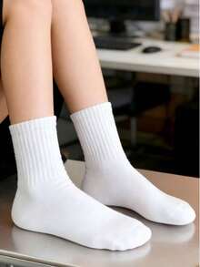 1/3/5/6/10/15/20 Pairs Neutral Solid Color Casual Mid-Calf Socks, All Season, Autumn - Multicolor - View 2