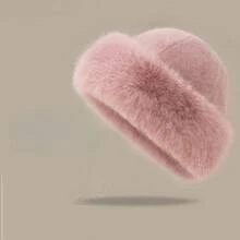 1pc Women's Plush Wide Brim Bucket Hat, Winter Fluffy Warm Bucket Hat, Fashionable And Comfortable, Suitable For Street Style - Multicolor - View 14