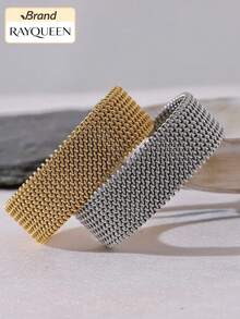 RAYQUEEN Gelang Bangle Wanita Stainless Steel Tahan Air 23mm dengan Bukaan Lebar, Perhiasan Berkualitas Tinggi dengan Tekstur yang Menarik Perhatian. - gelang - View 2