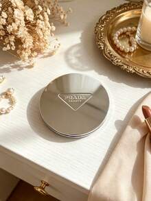 Prada Compact Makeup Mirror Collection, Golden Round Mirror And Silver Triangle‑Shaped Hand Mirror, Portable And Durable, Travel‑Friendly, For Personal Use And Gift Giving - Silver - View 1