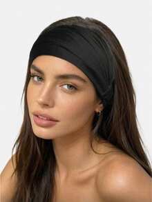 2 piezas Diademas elásticas 3 en 1 para mujeres, envolturas para la cabeza de fibra de poliéster cómodas para lavarse la cara y hacer deporte, aptas para uso diario - Multicolor - Ver 14