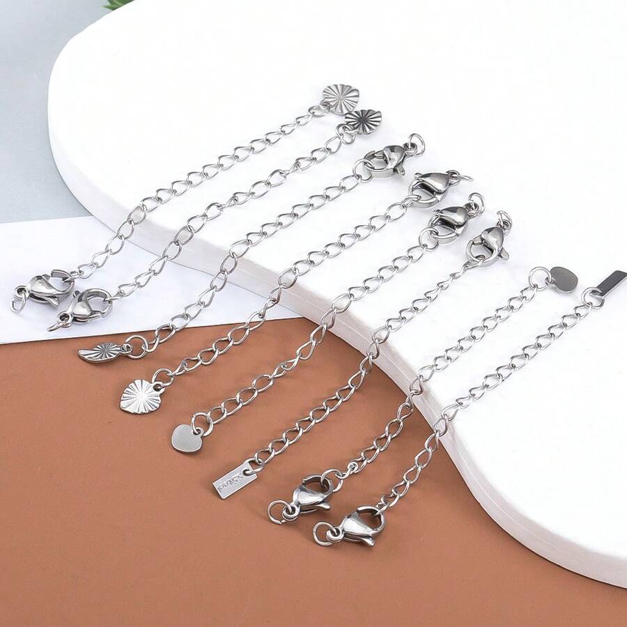 10Pcs Stainless Steel Extension Chain With Lobster Clasp, Suitable For DIY Bracelets, Necklaces And Jewelry Making Accessories