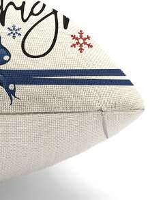 1/4pcs Linen Printed Square Throw Pillow Covers, Christmas Cartoon Character Pattern Pillow Covers (Pillow Insert Not Included), Skin-Friendly Material, Bedding, Suitable For Daily Living Room, Bedroom, Sofa, Car, All-Season Pillow Covers, Holiday Gift - Multicolor - View 3
