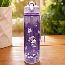 SANRIO 1pc Cute Cartoon Water Cups, Leak-Proof Plastic Sports Water Bottle, Cute Personalized Gift, Suitable For Outdoor Hiking, School, Office, Perfect Gift - Multicolor - View 3