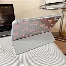 1件可愛粉色蝴蝶結印花三折背透明保護殼，超薄支架防震防摔筆槽平板保護殼，相容於 iPad 10.9/10.2/Air 5th Gen/Pro 11/10th/9.7/Air 2/7th/8th Gen/Air 4/5/Air 13/11(A16 2025)，相容於 OPPO Pad，相容於 MatePad，相容於 Honor Pad - 彩色 - 查看 6