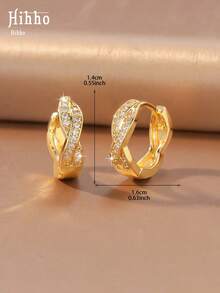 Hihho 2pcs/Set Luxury Style Premium Atmosphere Women's Earrings Suitable For Commuting, Dating, Gathering And Daily Wear - Earrings - View 9