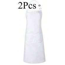 Multi-Piece Apron Set, 2 Pockets, Adjustable Chef Kitchen Apron, Unisex, White - Multicolor - View 12