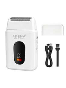 HIENA Portable Electric Shaver For Men, Reciprocating Foil Razor With Digital Power Display, USB Rechargeable Cordless Beard Trimmer, Mini Pocket Travel Shaver, Men Grooming Tool, Ideal Gift For Him - White - View 1