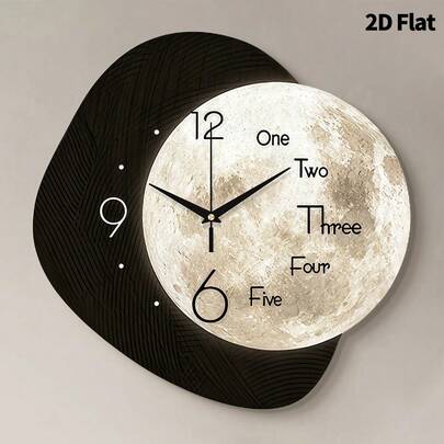 Modern Style Artistic Creative Planet Decorative Wall Clock, Ultra-Quiet Quartz Movement, No Ticking Sound, Wooden Flat Design, Suitable For Decorating Living Room, Bedroom, Office, Kitchen And Cafe, Perfect Decorative Gift For Friends And Family, Can Be Used For Room Decor, Bedroom Decor, Dorm Decor, Back To School Decor, School Surprise, Back To School Season, Wedding Decor, Friend Birthday Gift, Home Decor And School Supplies.
