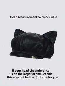 2pcs Women's Soft Comfortable Solid Color PU Cat Ear Cosplay Beret, Vintage Street Style, Suitable For Halloween Party, Travel And Daily Wear - Multicolor - View 5
