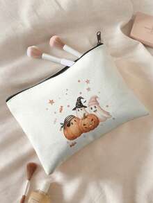 1pc, Makeup Bag, Multi-Scenario Universal, Extra Large Capacity, Ultra-Lightweight & Portable, Versatile & Practical, Halloween Pattern Printed Toiletry Bag, Cosmetic Bag, Large Capacity Toiletry Bag, For Lipstick, Brushes, Skincare, Phone, Coins, Small Items, For Home, Gift, Vacation And Holiday Multi-Functional Use, Teenager Toiletry Storage Bag - Multicolor - View 4