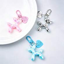 4pcs Dopamine Laser Balloon Dog Keychain, Holographic Colorful Heart Pendant Charm, Cute Bag Accessory, Couple Matching Decoration - Multicolor - View 8