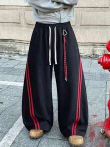 Men's Drawstring Waist Side Pocket Design Casual Fashion Sports Sweatpants, Available In Multiple Colors - Black - View 7
