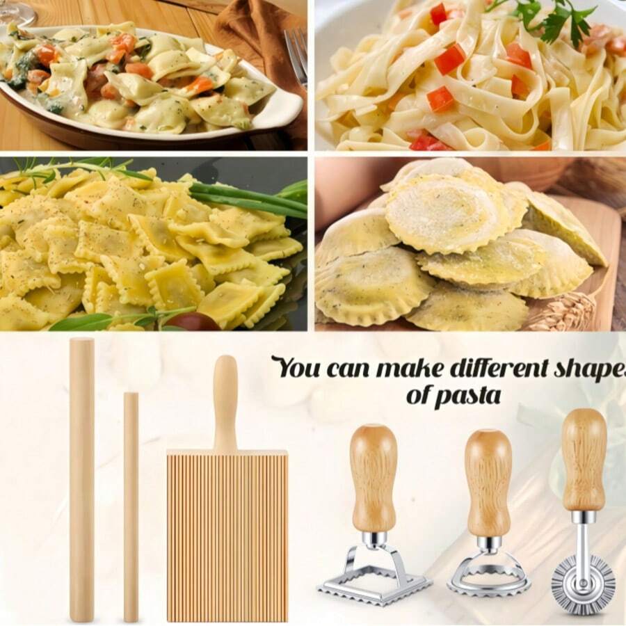 6pcs Pasta Making Tool Set, Homemade Ravioli Kitchen Supplies (Includes Product Video)
