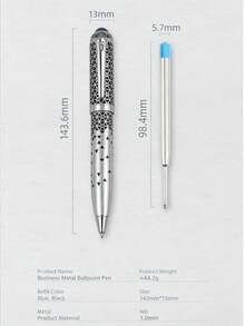 1pc Luxury Retractable Metal Ballpoint Pen, Exquisite Geometric‑Carved Decorative Writing Pen, Smooth‑Writing Office Signature Roller Pen, Portable Elegant Gift Pen For Business, School & Daily Use - Multicolor - View 5